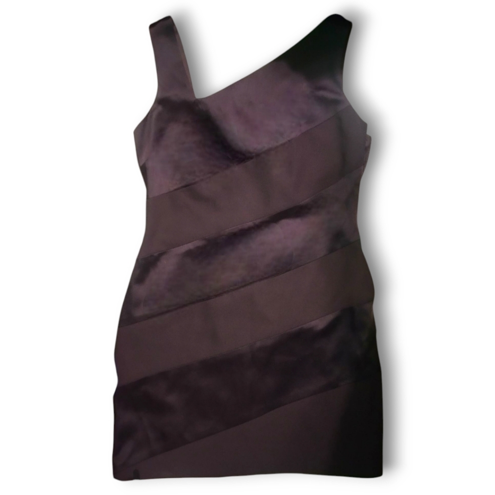 Laundry by Shelli Segal Black Asymmetrical Mini Cocktail Dress Petite 6 - Picture 2 of 10